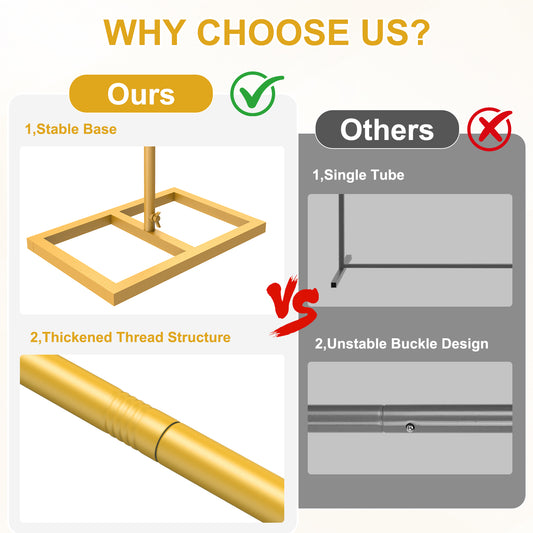 8FT Wedding Arch Backdrop Stand, Gold Square Back Drop Adjustable Stand Metal Arch Photo Backdrop Stand Kit Frame for Wedding Birthday Party Photo Booth Background Photography Exhibition Decor