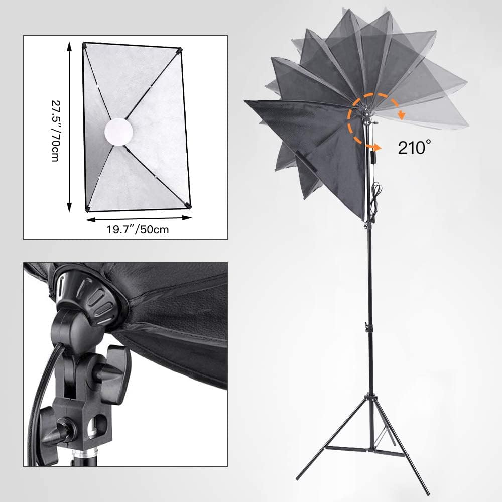 MOUNTDOG Softbox Lighting Kit, Photography Studio Light with 19.7"X27.5" Reflector and 3 Colors Temperature 45W Bulb with Remote, Professional Photo Studio Equipment for Portrait Video