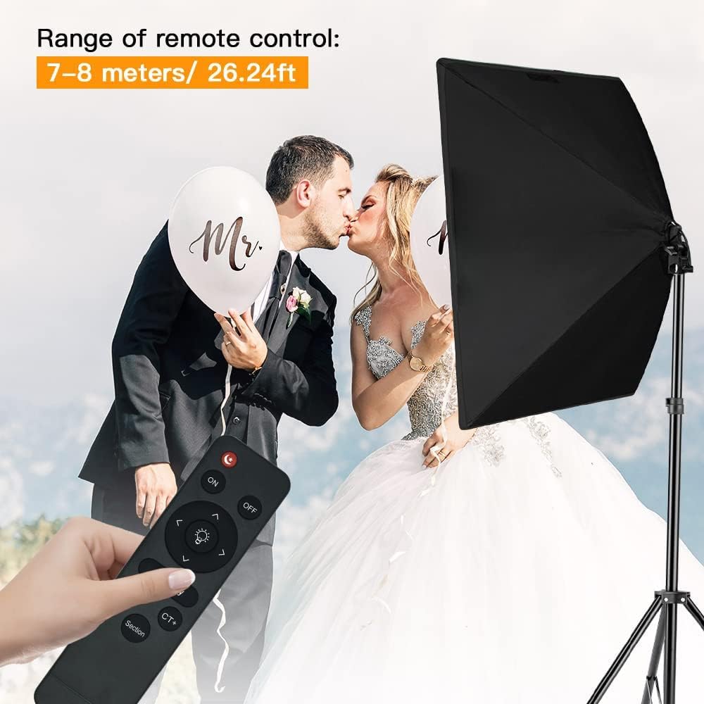 MOUNTDOG Softbox Lighting Kit, Photography Studio Light with 19.7"X27.5" Reflector and 3 Colors Temperature 45W Bulb with Remote, Professional Photo Studio Equipment for Portrait Video